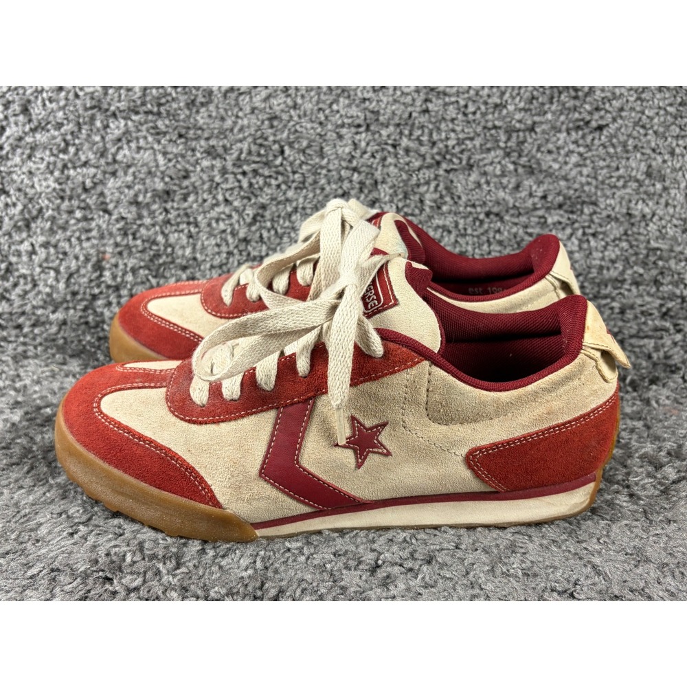 Converse Re-Issue 2003 Vintage Suede Sneakers Burgundy Cream Mens 8 Womens 10 - Picture 3 of 10